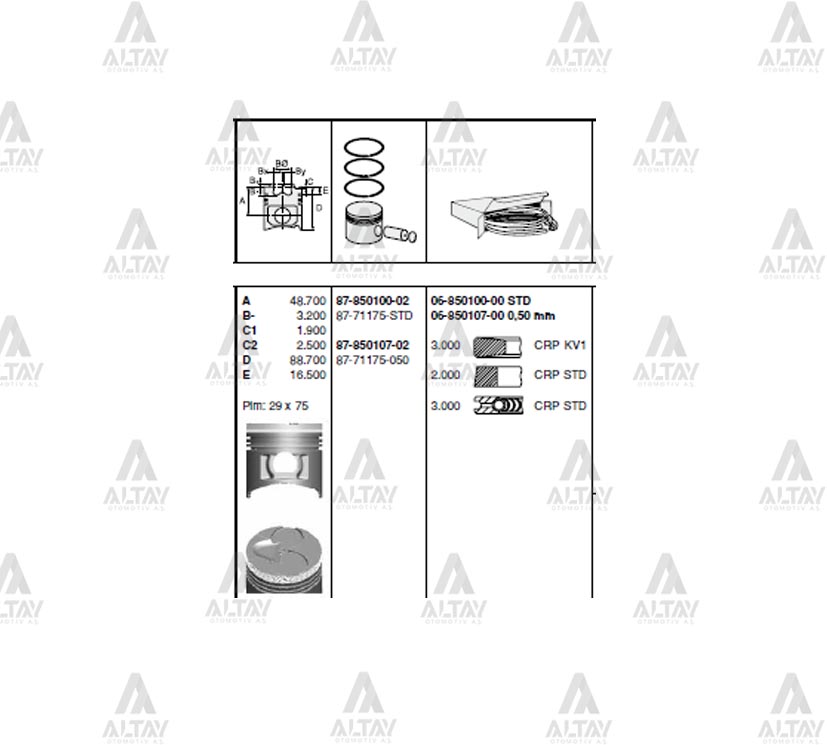 Hyundai H1 Piston Segman 1997-2006 Segmanlı H Minibüs . OEM 8722960700